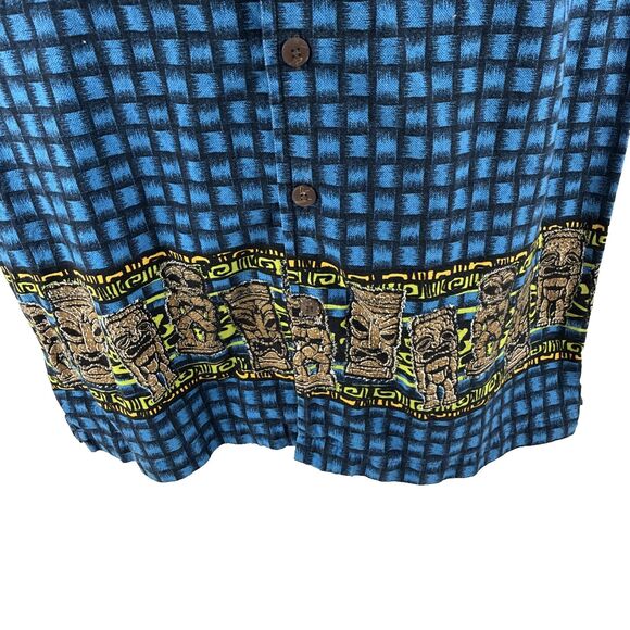 Vintage No Boundaries Tiki Button Up Shirt Adult Medium Hipster Punk Baggy Y2K - Picture 2 of 8
